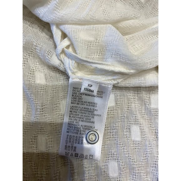 By Anthropologie Women's White Semi Sheer Tunic Tank Size XSP Slit Top - Picture 8 of 9